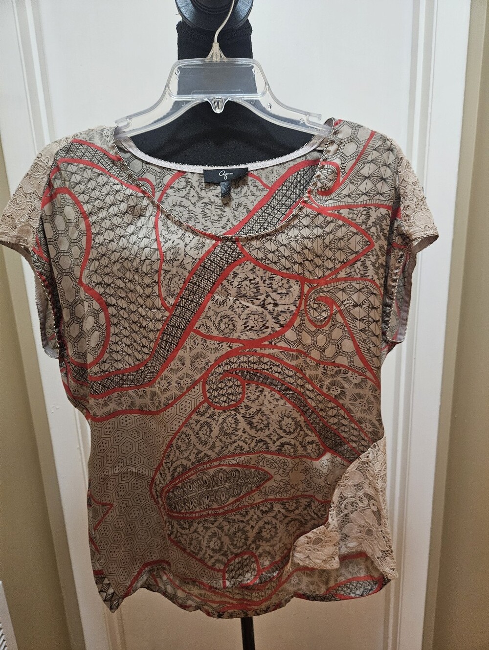Aqua Geometric Print Blouse Size Small